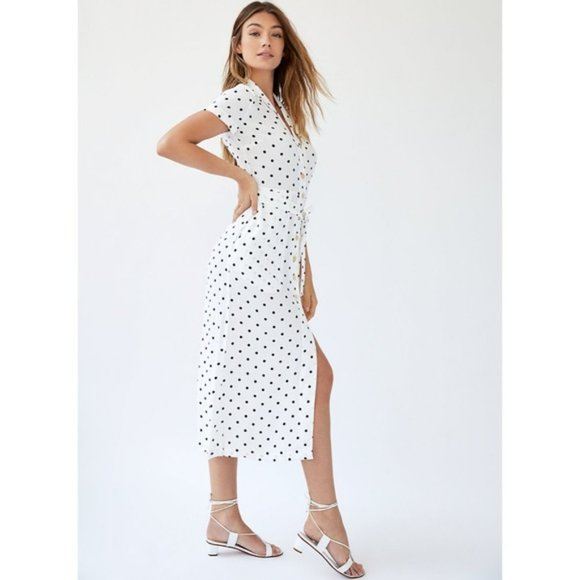 Aritzia White and Black Polka Dot Maxi Dress - Picture 4 of 8